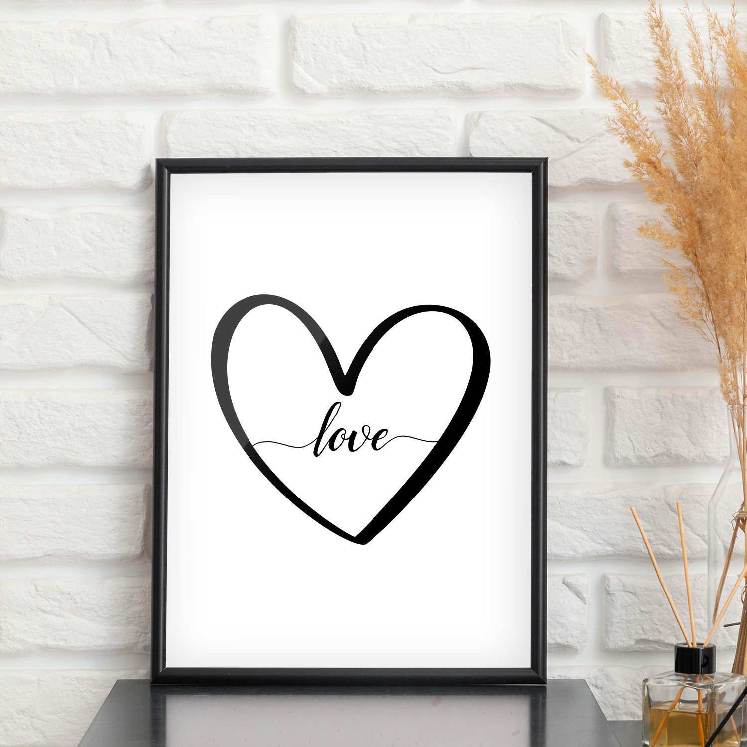 🎨 Poster Liebe Bild Herz mit Love Schriftzug - Als Leinwand, Poster und  mehr